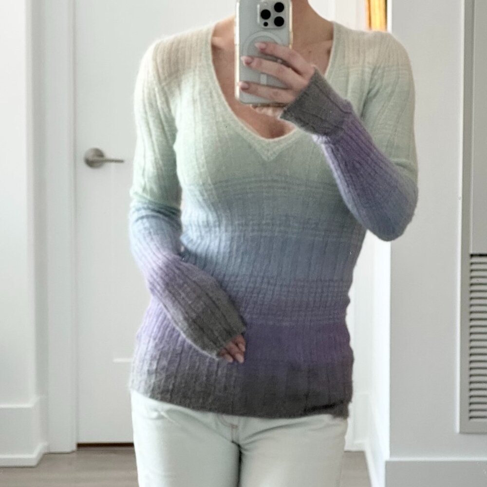 Vintage Missoni Mohair Ombré V-Neck Sweater – Pastel – 90s | Size S